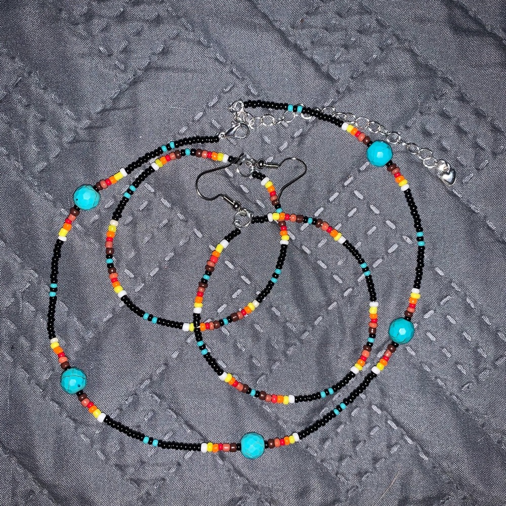 ‘Ragweed’ Seed Bead Earrings and Choker